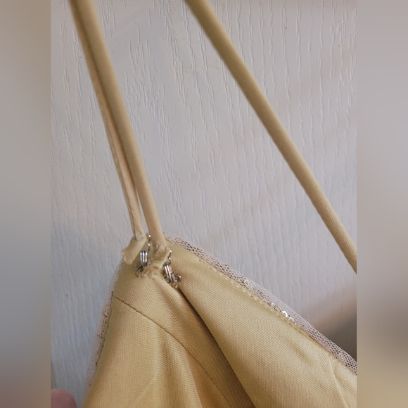 Christina Wu gold sequins floor length gown. Leg Slit. Cowl Back. Size 18 - Picture 4 of 4